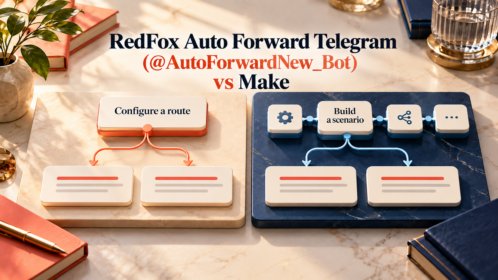 RedFox Auto Forward Telegram (@AutoForwardNew_Bot) vs Make