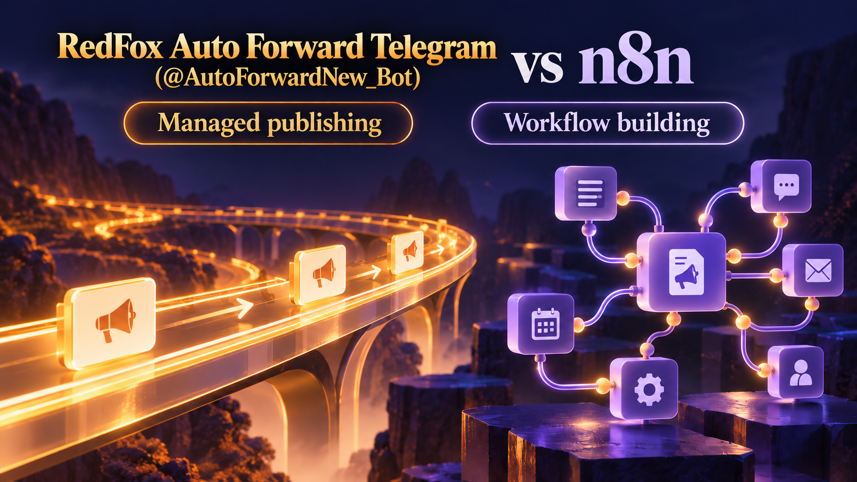 RedFox Auto Forward Telegram (@AutoForwardNew_Bot) vs n8n