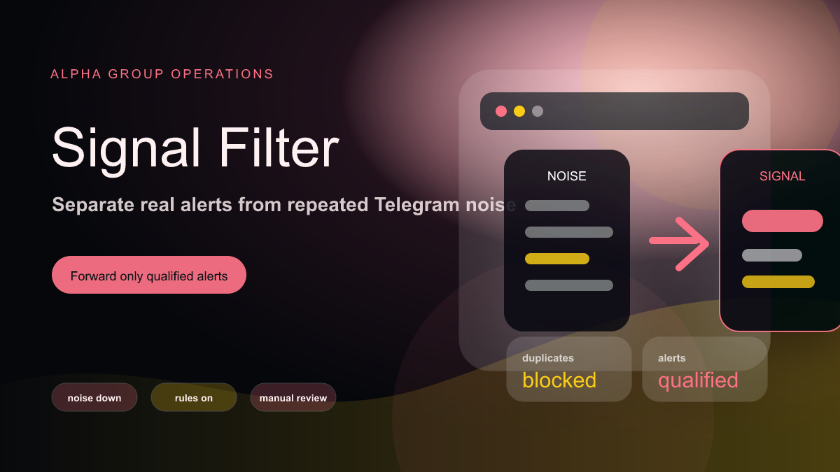 Crypto Signal Filtering Workflow for Telegram Operators