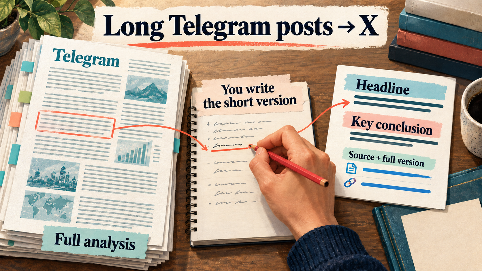 Long Telegram Posts to X: Keep the Conclusion and Link