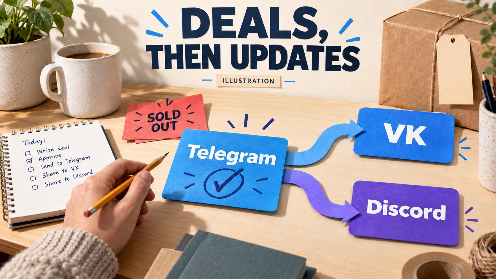 Telegram Deals to VK and Discord: Offers, Sold Out and Expiry